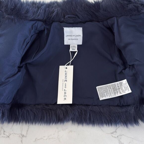 Janie and Jack The Festive Faux Fur Jacket in Dark Marine Size 6/12 Months - Picture 5 of 8